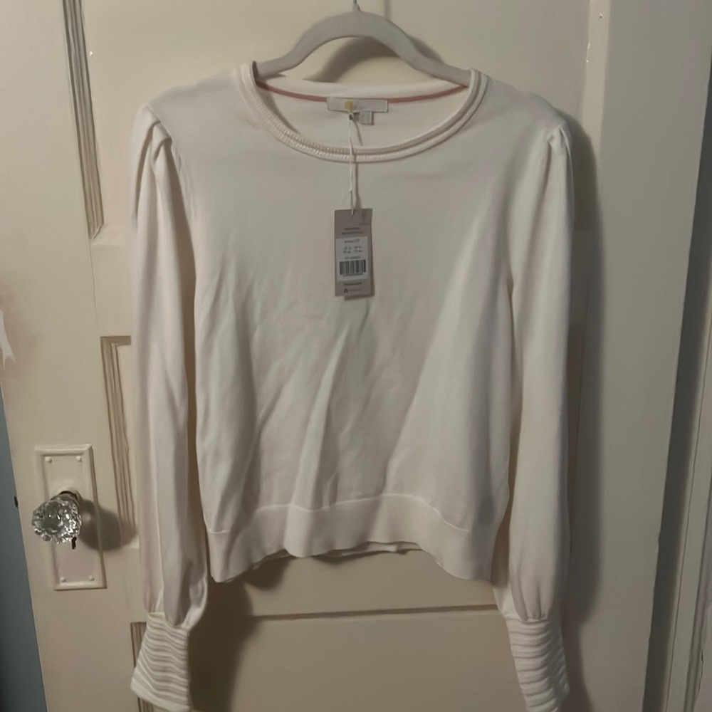 Boden Pointelle Sweater Top In Cream Size 12